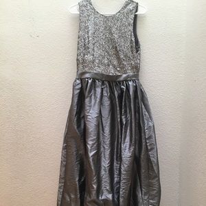 Grey, Metallic, Sequin Long Gown/Dress